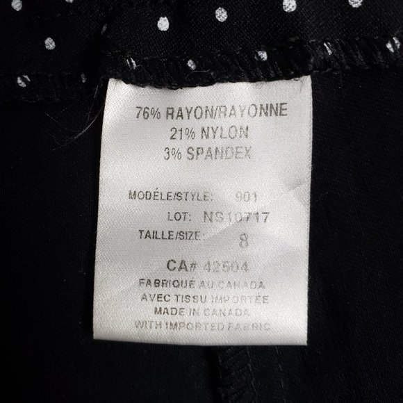 Lisette Black Polka Dot Skinny Pants Size 8 - Picture 7 of 7